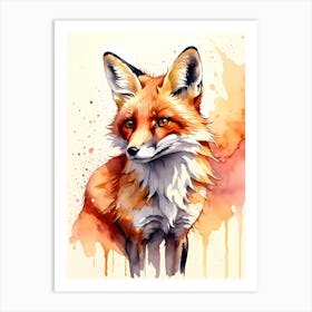 Abstract Fox Cub Watercolor Painting Art Print