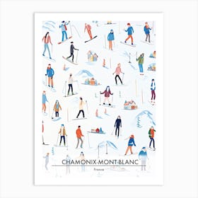 Chamonix Mont Blanc   France, Ski Resort Poster Illustration 3 Art Print