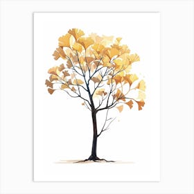 Ginkgo Tree Pixel Illustration 3 Art Print