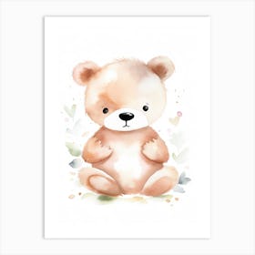 Baby Bear Watercolour Nursery 4 Art Print