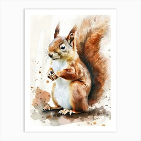 Squirrel Watercolor Painting Art Print