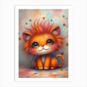 Lisa's Colorful Kingdom: A Baby Lion Girl Artwork For Kids Art Print