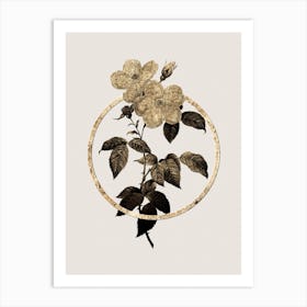 Gold Ring Tea Scented Roses Bloom Glitter Botanical Illustration n.0229 Art Print
