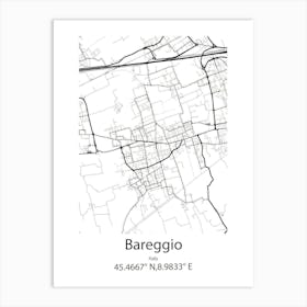 Bareggio,Italy Minimalist Map Art Print