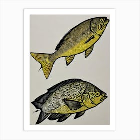 Yellowtail Snapper Linocut Art Print