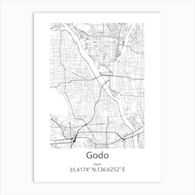 Godo,Japan Minimalist Map Art Print