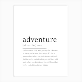 Adventure Definition Print - Dictionary Wall Art 1 Art Print