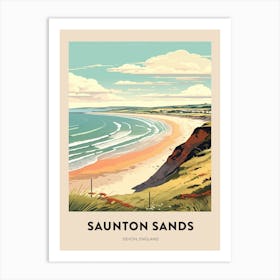 Devon Vintage Travel Poster Saunton Sands Art Print