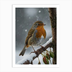 Robin In The Snow Art Print