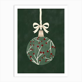 Green Christmas Ornament Art Print