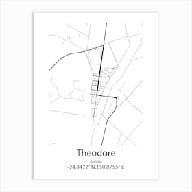 Theodore,Australia Minimalist Map Art Print