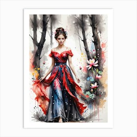 Chinese Woman In The Forest Art Print