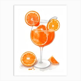 Aperol With Ice And Orange Watercolor Vertical Composition 43 Art Print