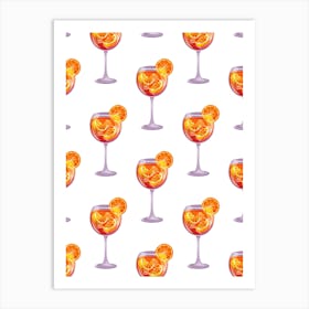 Aperol Spritz Art Print Seamless Pattern With Orange Slices Art Print