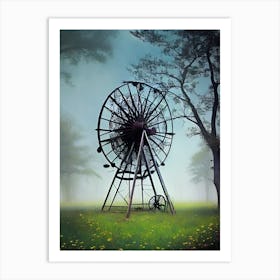 Water Wheel In The Fog Art Print