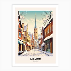 Vintage Winter Travel Poster Tallinn Estonia 2 Art Print