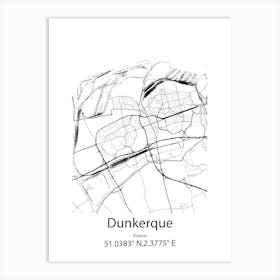 Dunkerque,France Minimalist Map Art Print