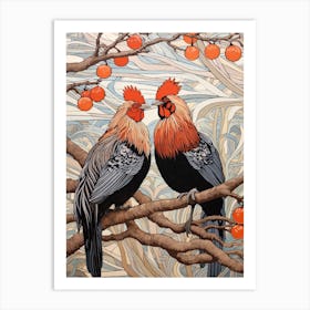 Art Nouveau Birds Poster Rooster 4 Art Print