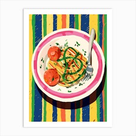 A Plate Of Leeks, Top View Food Illustration 4 Art Print