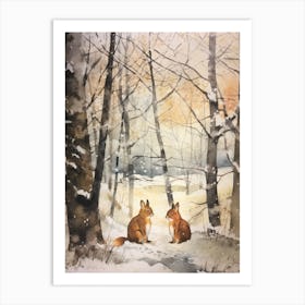 Winter Watercolour Squirrel 2 Art Print