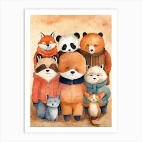 Bears And Foxes Art Print