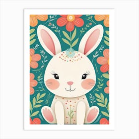 Floral Cute Baby Bunny Nursery (30) Art Print