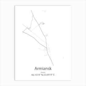 Armiansk,Ukraine Minimalist Map Art Print