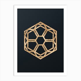 Abstract Geometric Gold Glyph on Dark Teal n.0434 Art Print