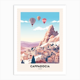 Vintage Winter Travel Poster Cappadocia Turkey 1 Art Print