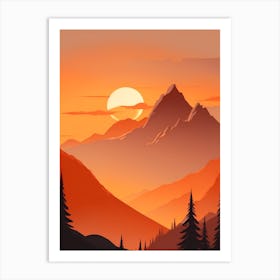 Misty Mountains Vertical Composition In Orange Tone 337 Art Print