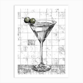 Martini Linework Sketch Art Print