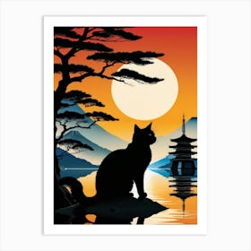 Japan Cat Art 4 Art Print