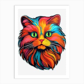 Whimsical Colorful Cat Art Print