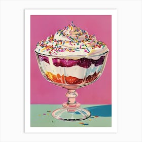 Retro Trifle With Rainbow Sprinkles Vintage Cookbook Inspired 1 Art Print