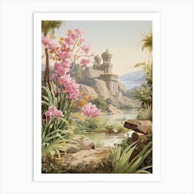 Bamboo Orchid Flower Victorian Style 3 Art Print