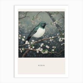 Ohara Koson Inspired Bird Painting Robin 1 Poster Art Print