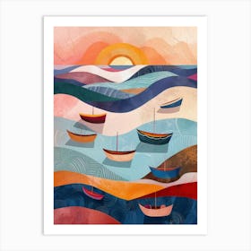 Boats In The Sea Art Print