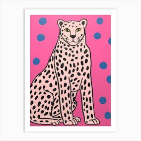 Pink Polka Dot Cougar 4 Art Print