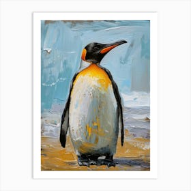 African Penguin Grytviken Oil Painting 2 Art Print