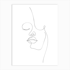 One Line Drawing Of A Woman'S Face Art Print