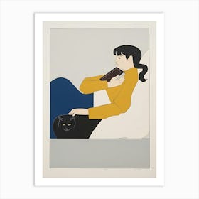 Woman With A Cat Art Print