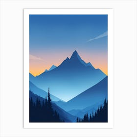 Misty Mountains Vertical Composition In Blue Tone 95 Art Print