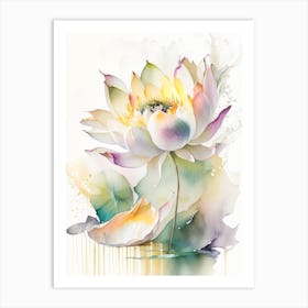 Lotus Flower Bouquet Storybook Watercolour 1 Art Print