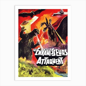 Distroy All Monsters, French Move Poster Art Print