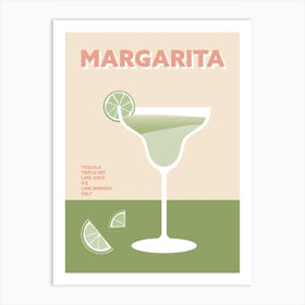 Margarita Cocktail Green Pink Colourful Wall 1 Art Print