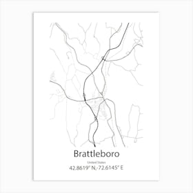 Brattleboro,United States Minimalist Map Art Print