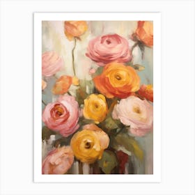 Fall Flower Painting Ranunculus 2 Art Print