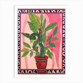 Pink And Red Plant Illustration Zz Plant Zamicro 2 Art Print