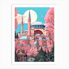 Hagia Sophia   Istanbul, Turkey   Cute Botanical Illustration Travel 3 Art Print
