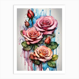 Watercolor Roses 4 Art Print